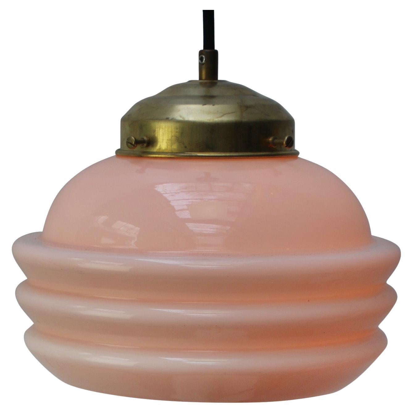 French “Clichy” Pink Glass Pendant Lamp