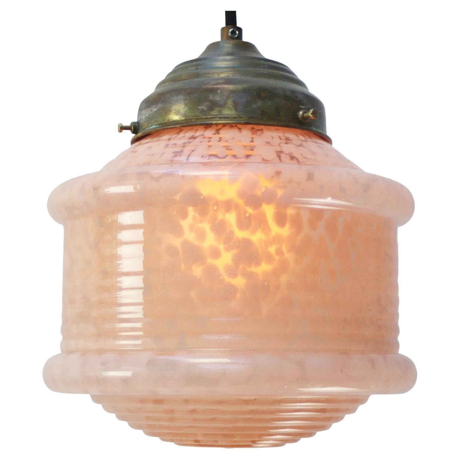 Lámpara colgante francesa "Clichy" de cristal de junco rosa