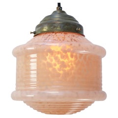 Lámpara colgante francesa "Clichy" de cristal de junco rosa