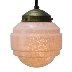 French “Clichy” White Glass Pendant Lamp