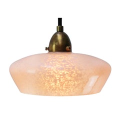 French “Clichy” White Glass Pendant Lamps