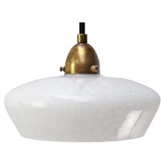 Vintage French “Clichy” White Glass Pendant Lamps