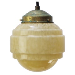 French “Clichy” Yellow Glass Pendant Lamp