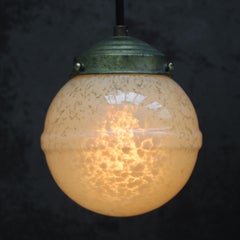 French “Clichy” Yellow Glass Pendant Lamp