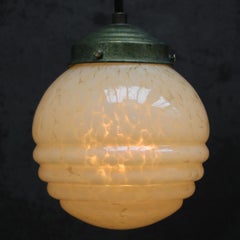 French “Clichy” Yellow Glass Pendant Lamp