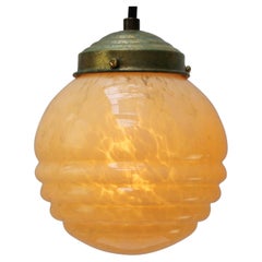 French “Clichy” Yellow Glass Pendant Lamp