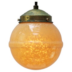 French “Clichy” Yellow Glass Pendant Lamp
