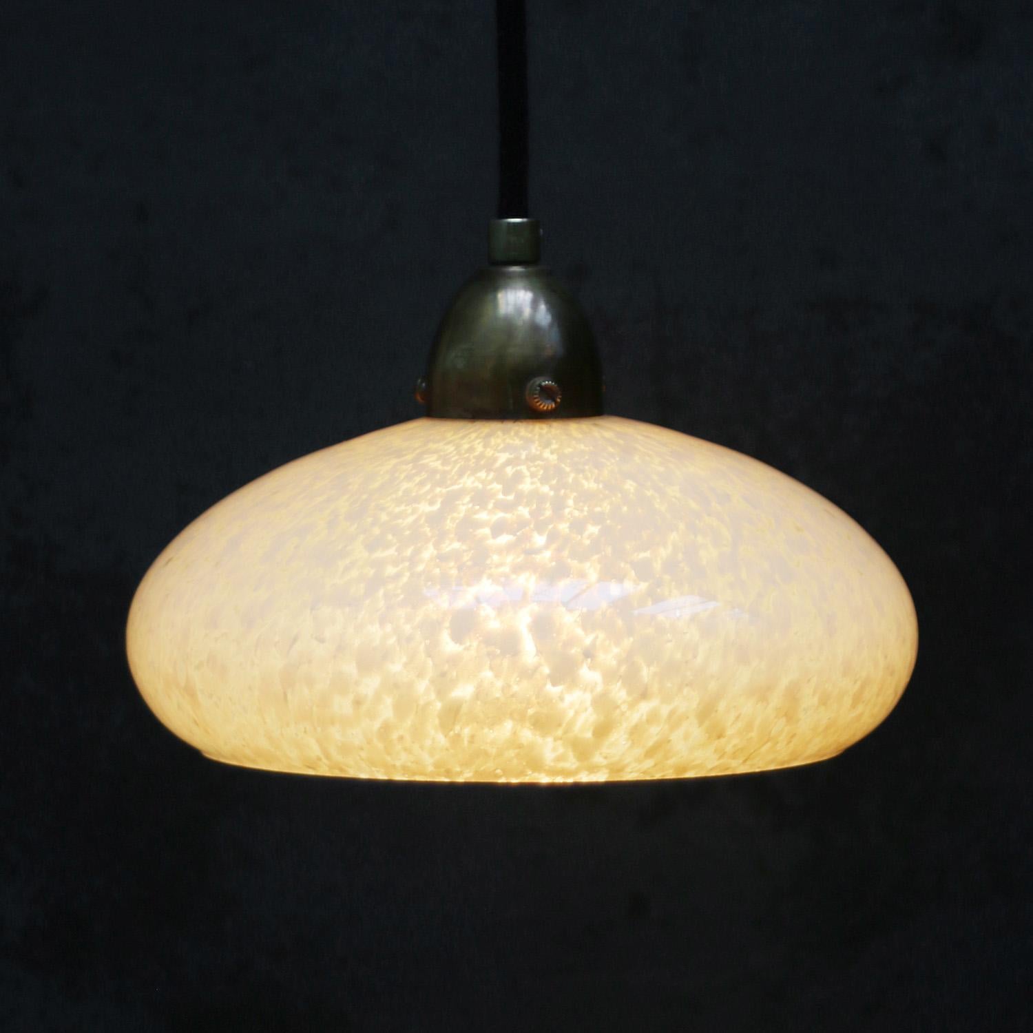 20th Century French “Clichy” Yellow Glass Pendant Lamps For Sale
