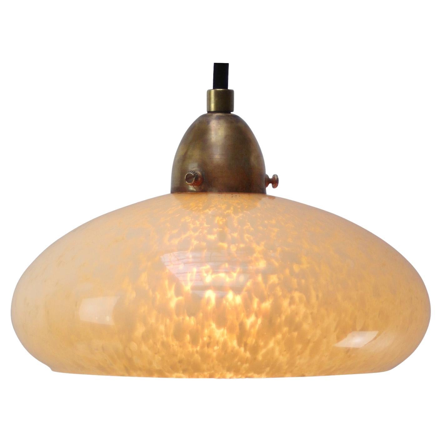 French “Clichy” Yellow Glass Pendant Lamps