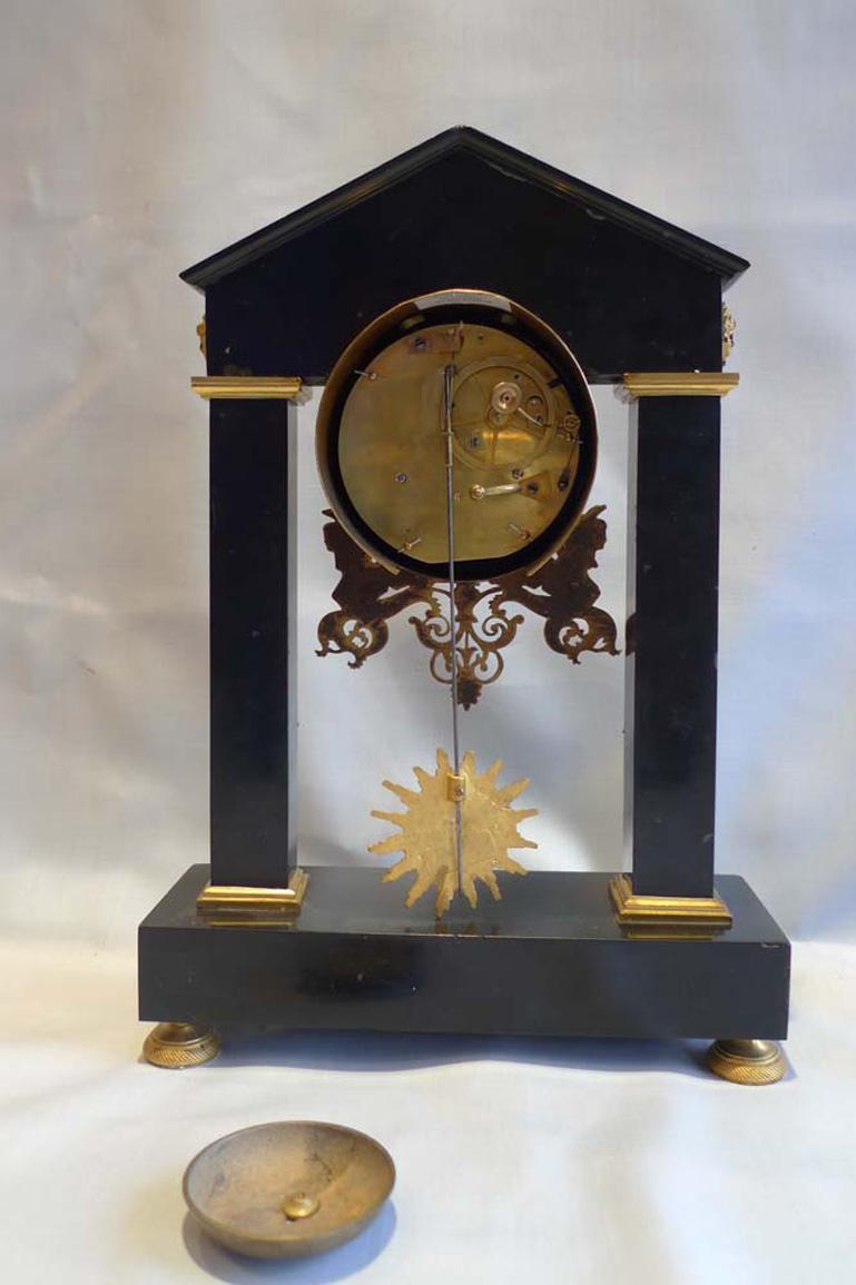 French Clock, Directoire Period, Portico Form, Signed Revel Paris In Good Condition For Sale In London, GB