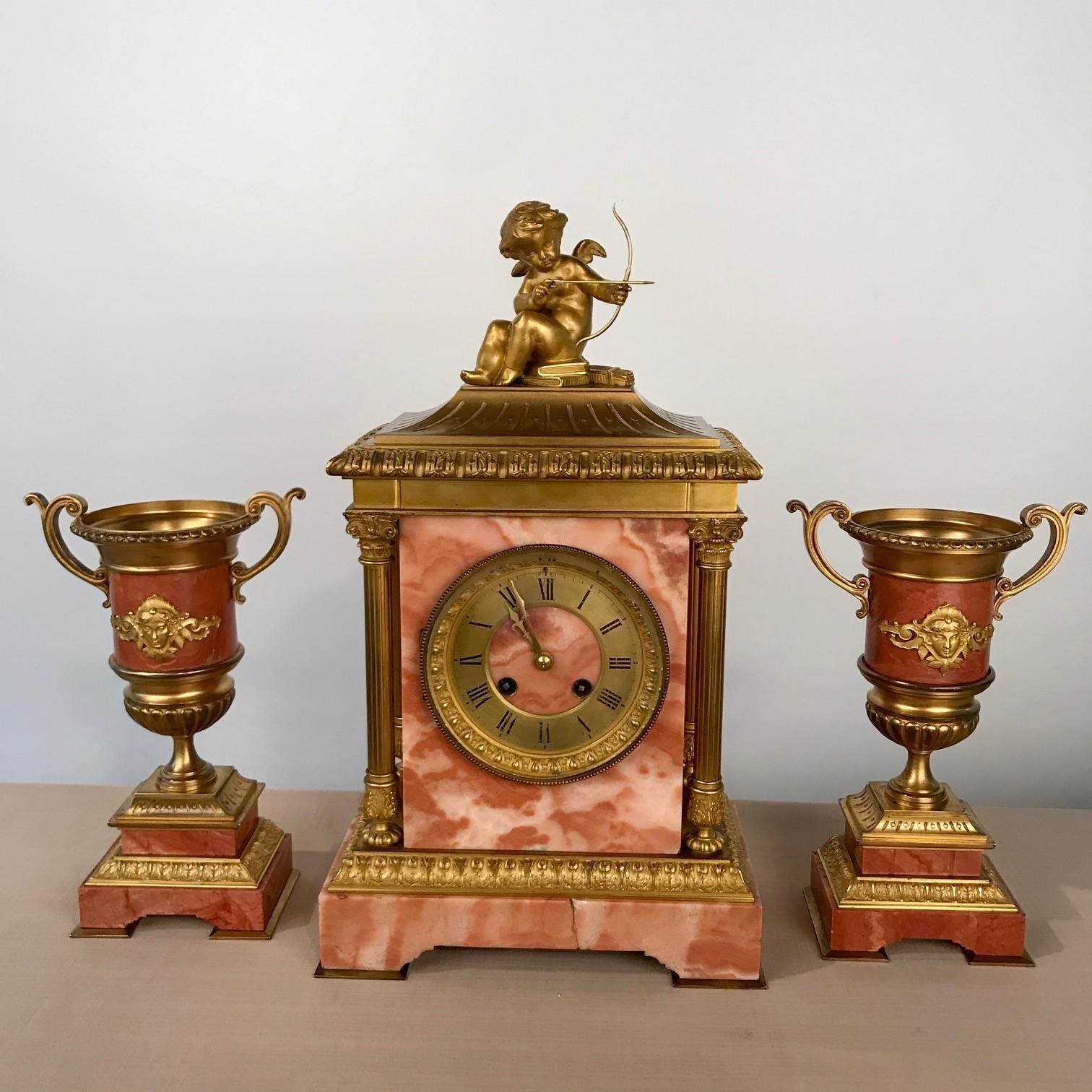Belle Époque Garniture de Cheminee d'horloge française par Etienne Maxant en vente