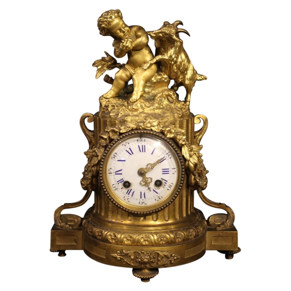 French Clock in Gilt Bronze, 20th Century For Sale