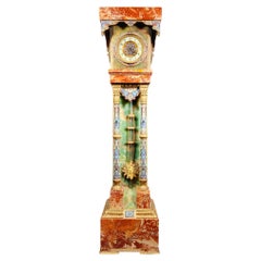 French Clock on Pedestal in Ormolu and Onyx Champlevé Enamel