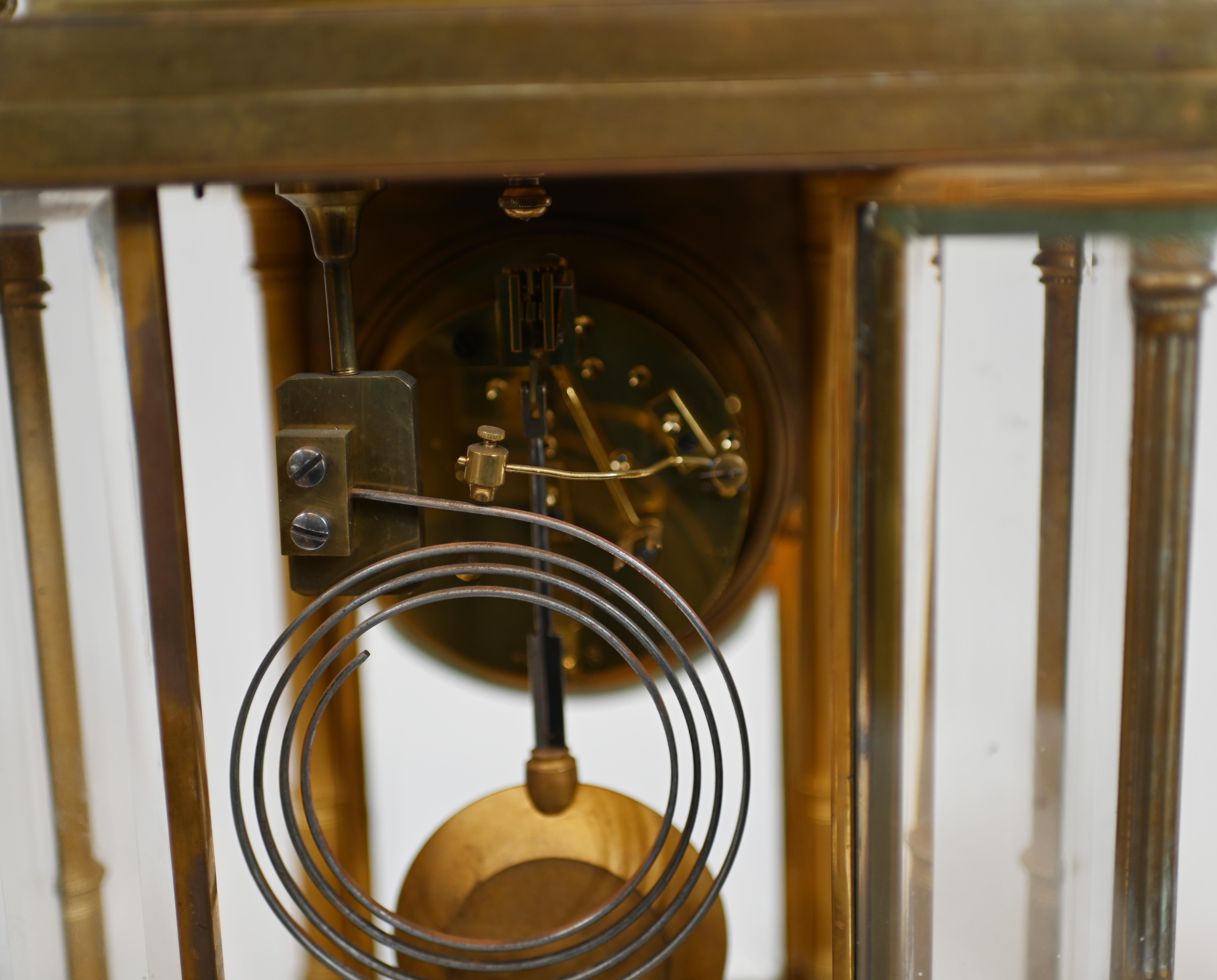 French Clock Set Garniture Champleve Antique Clocks, 1860 9