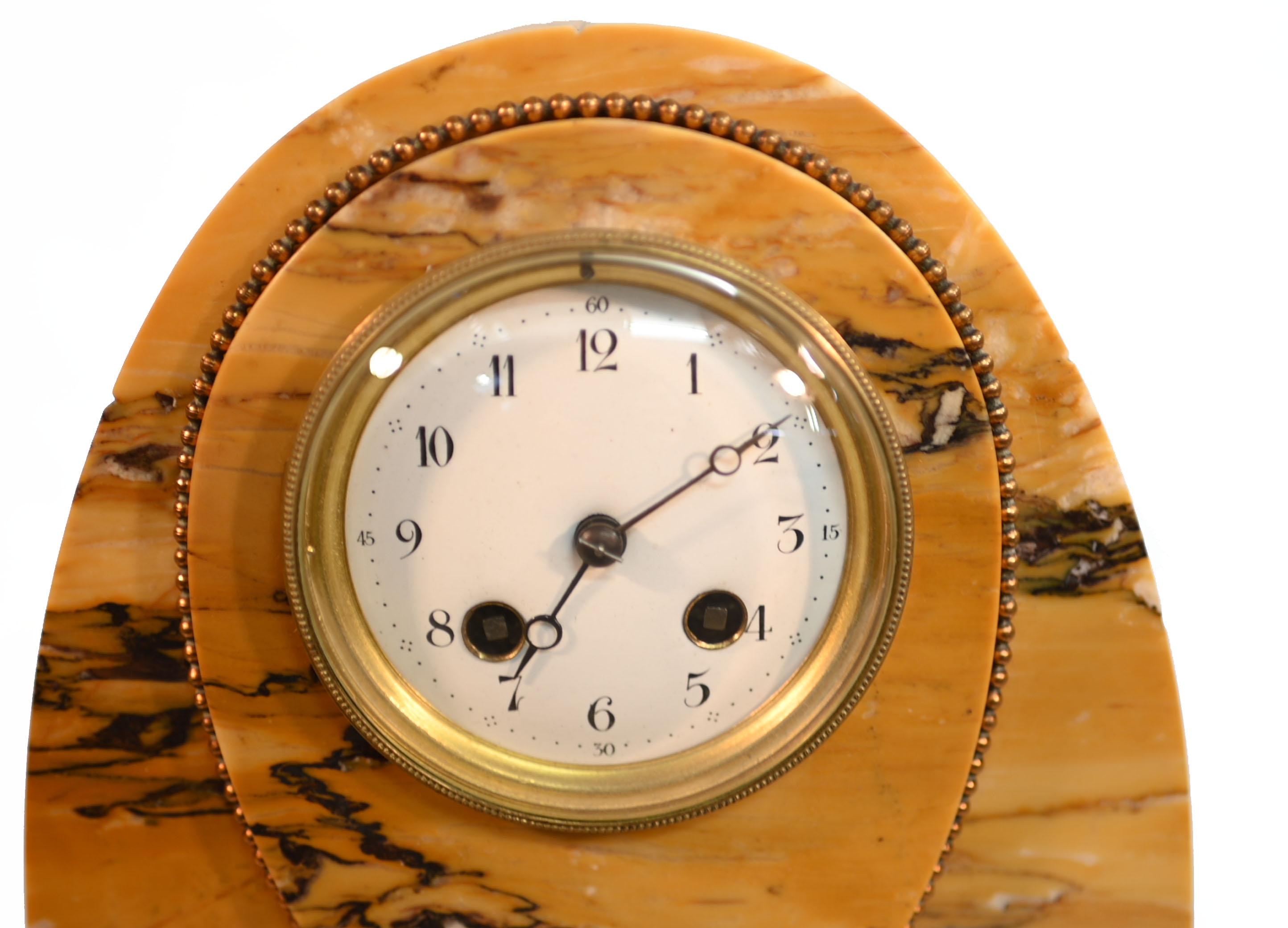 Antike französische Kaminsims-Garnitur-Marmor-Uhr, 1900 im Angebot 14