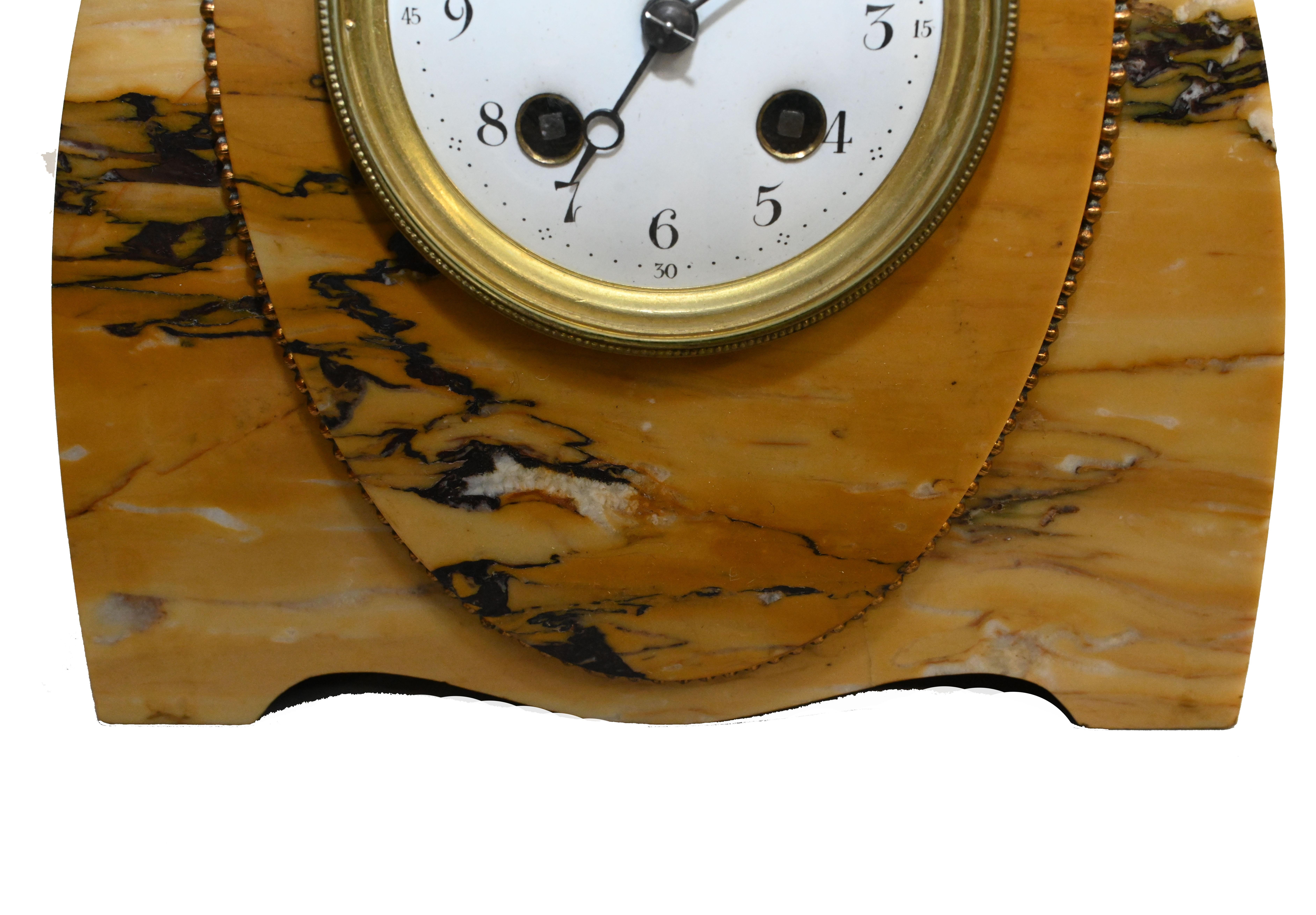 Antike französische Kaminsims-Garnitur-Marmor-Uhr, 1900 im Zustand „Gut“ im Angebot in Potters Bar, GB