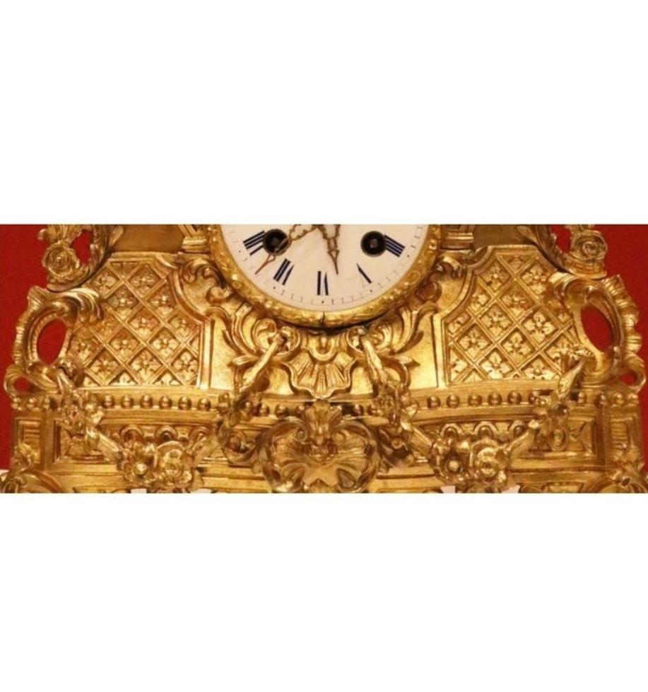 Rococo French Clock with a Love Scene For Sale
