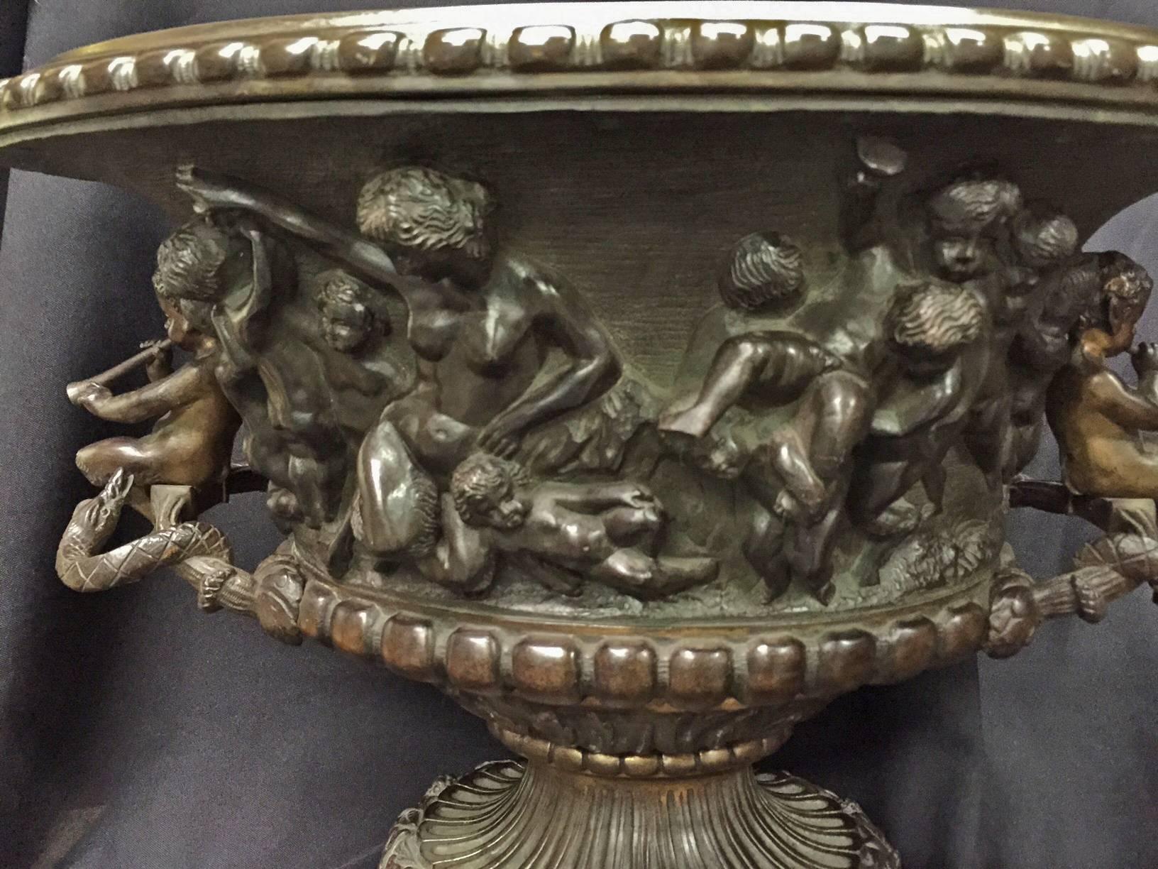 Cast French Clodion Style Oval Bowl with Cherub Handles