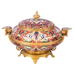 French Cloisonné Enamel & Ormolu mounted Covered Urn In The Chinoiserie Style