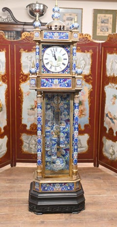 Französische Cloisonné-Grandfather-Uhr