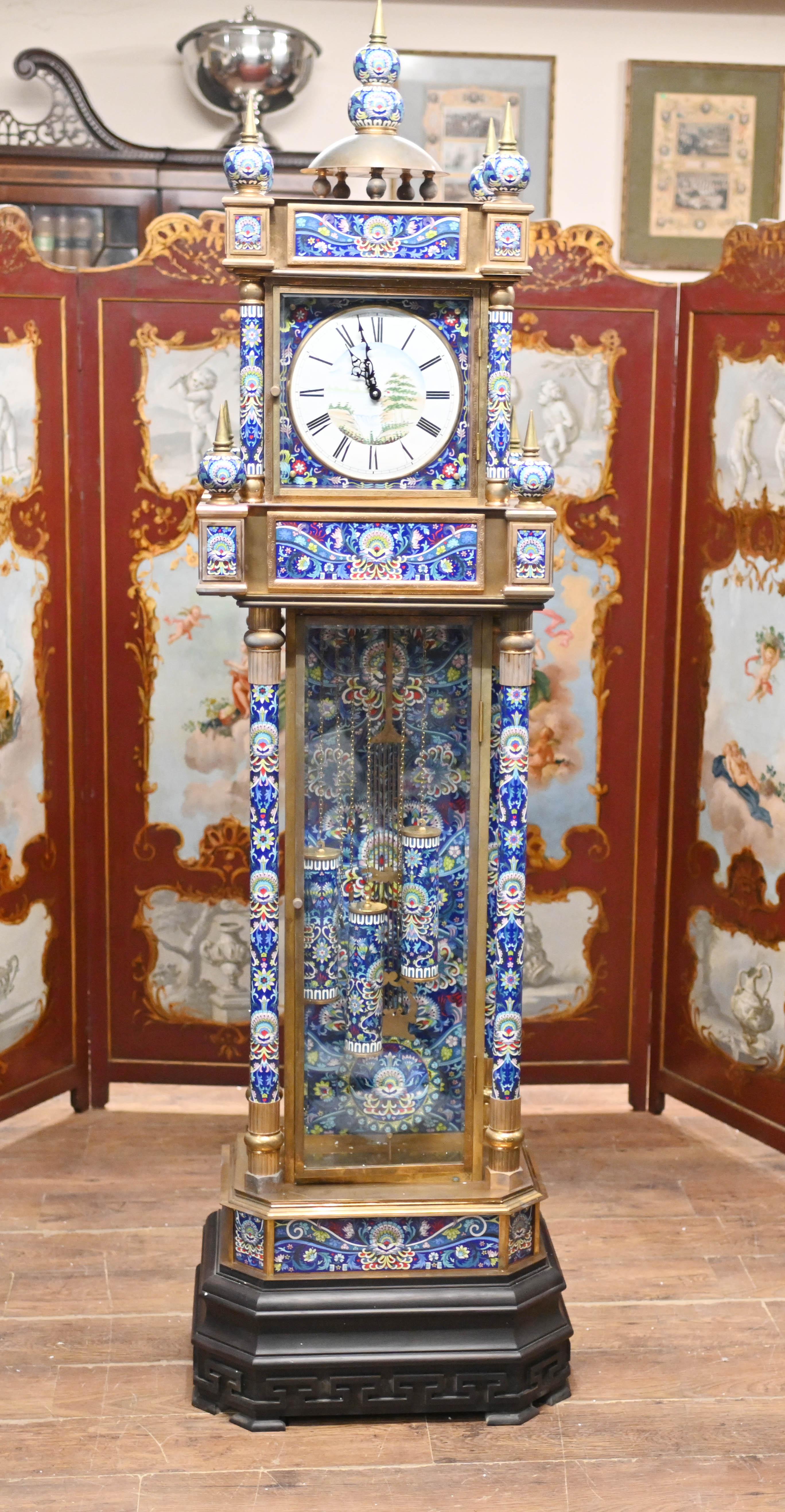 Französische Cloisonné-Grandfather-Uhr (Französische Provence)