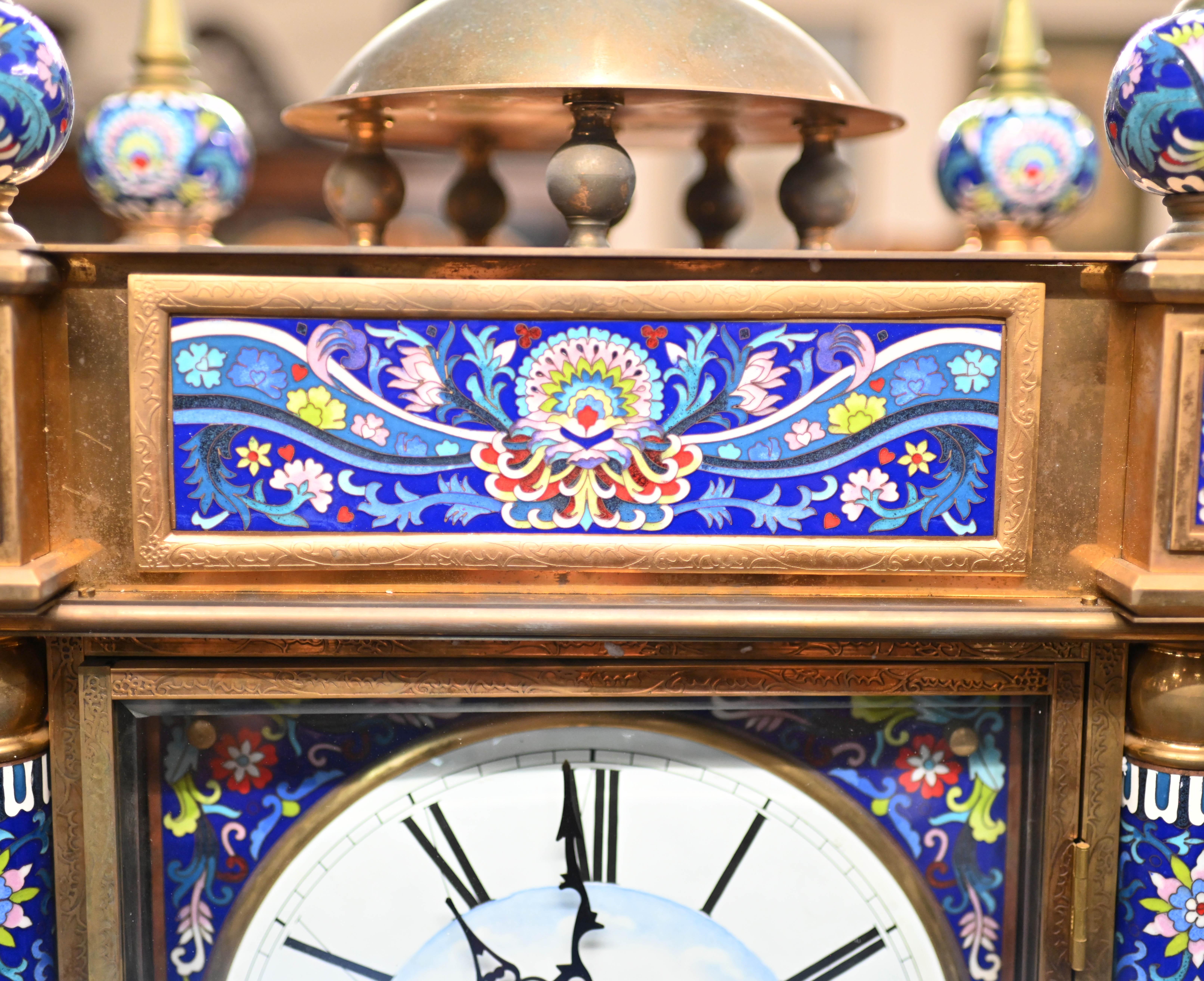 French Provincial French Cloisonne Grandfather Clock