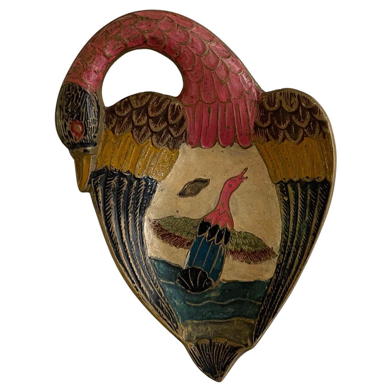 French Cloisonné Swan Key Dish Catchall Ashtray 