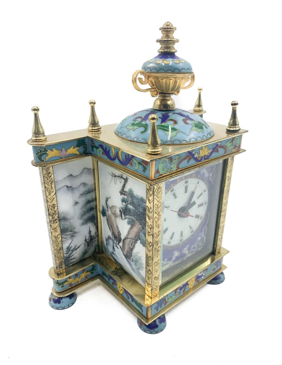Empire French Cloisonnè Table Clock 1930s