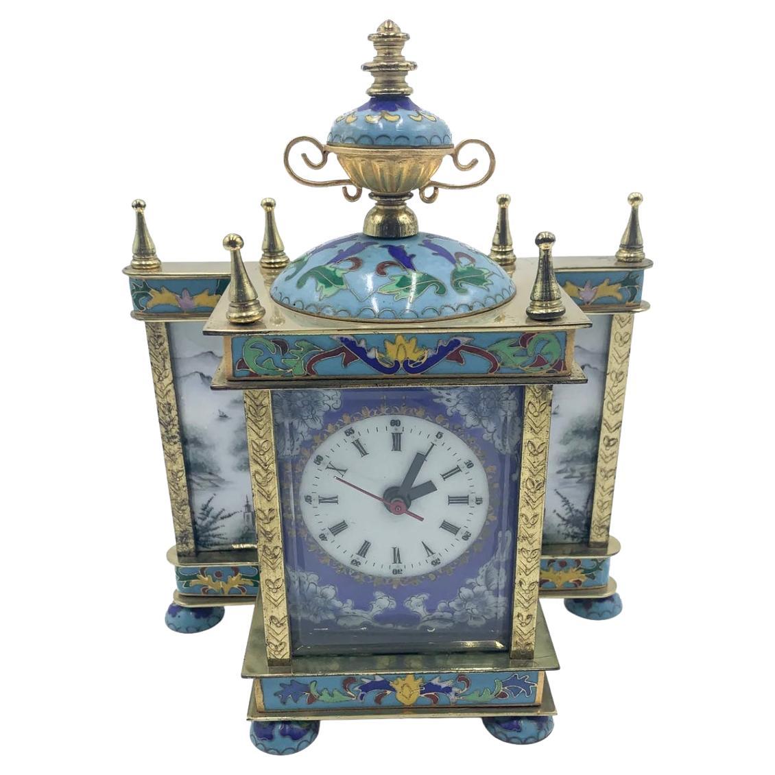 French Cloisonnè Table Clock 1930s