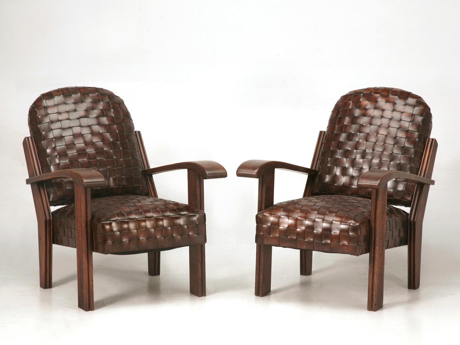 French Club Chair in Handwoven Leather Built to Your Specifications 3