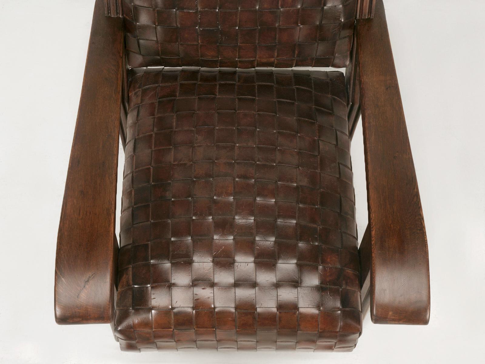French Club Chair in Handwoven Leather Built to Your Specifications In New Condition In Chicago, IL