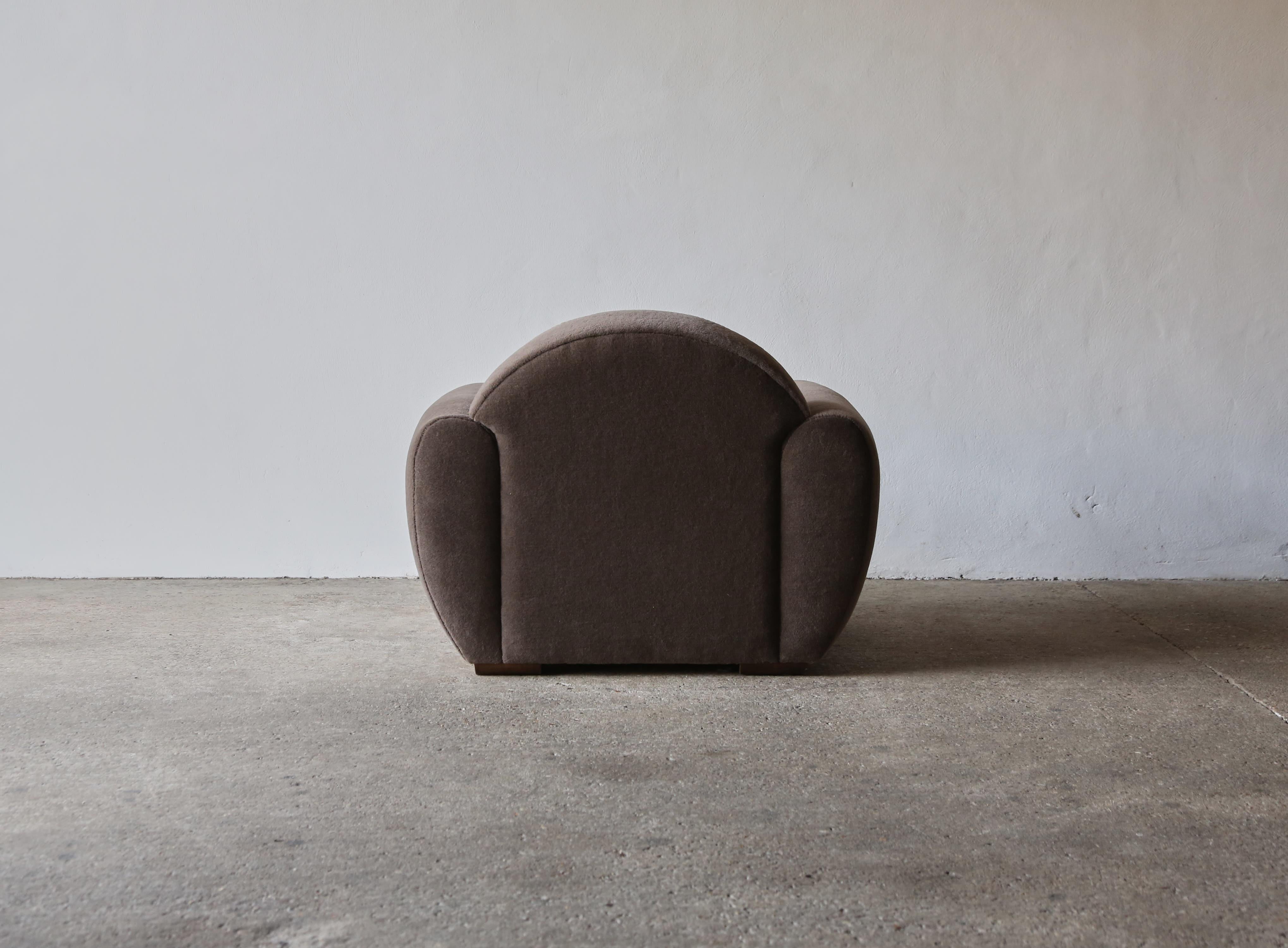 French Club Chair, Newly Upholstered in Pure Alpaca 1
