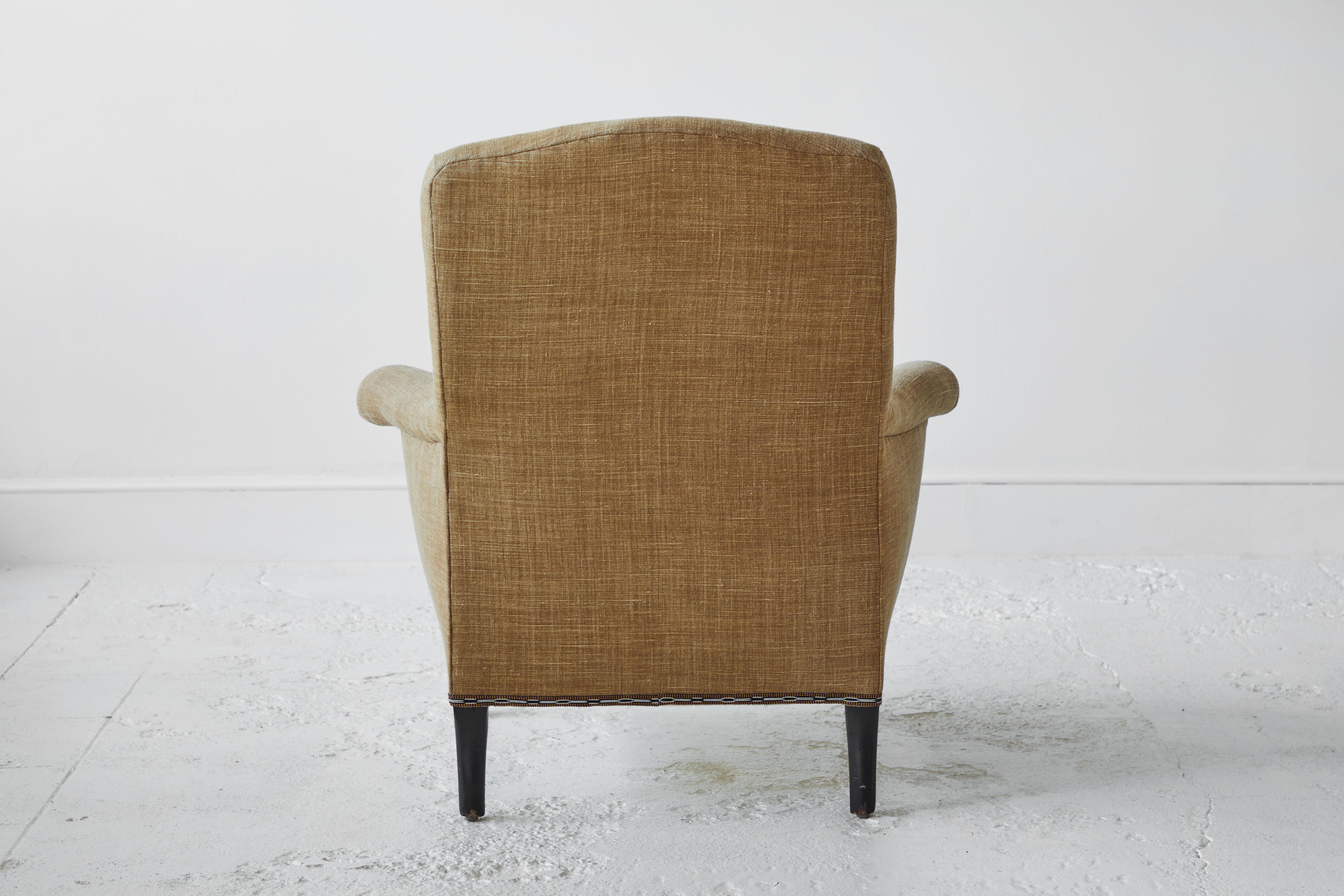 20th Century French Club Chair upholstered in Linen 