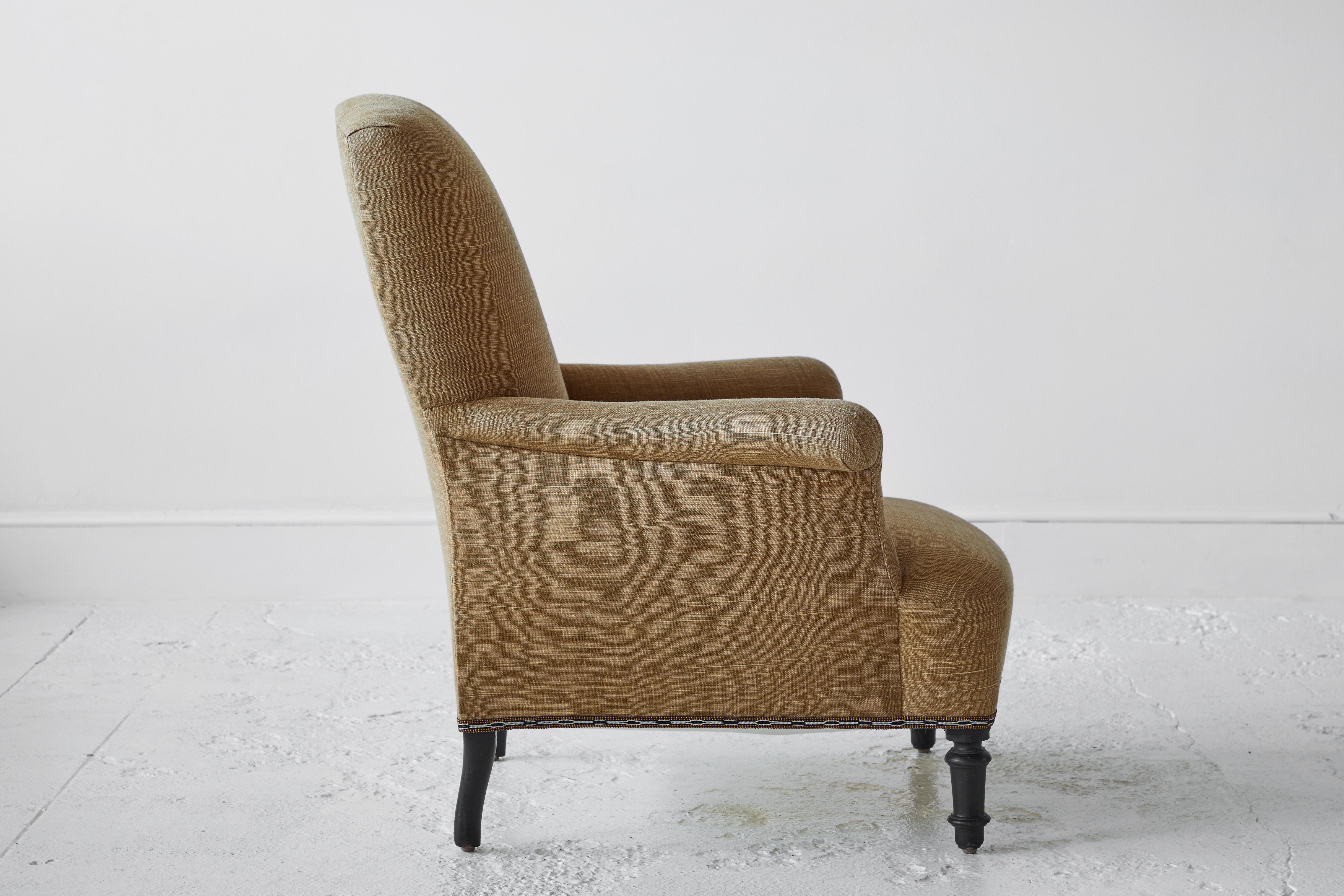 French Club Chair upholstered in Linen  1