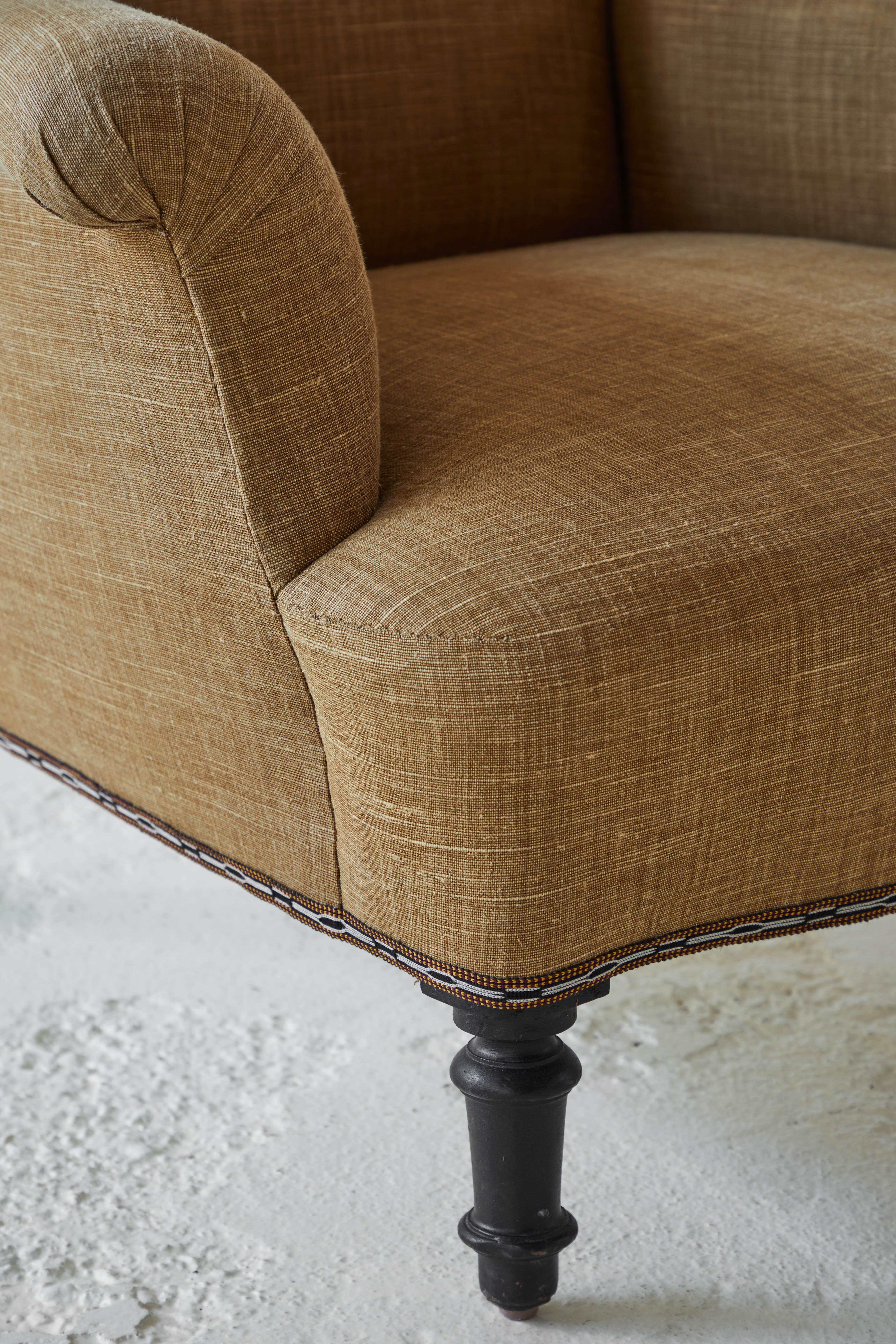 French Club Chair upholstered in Linen  2