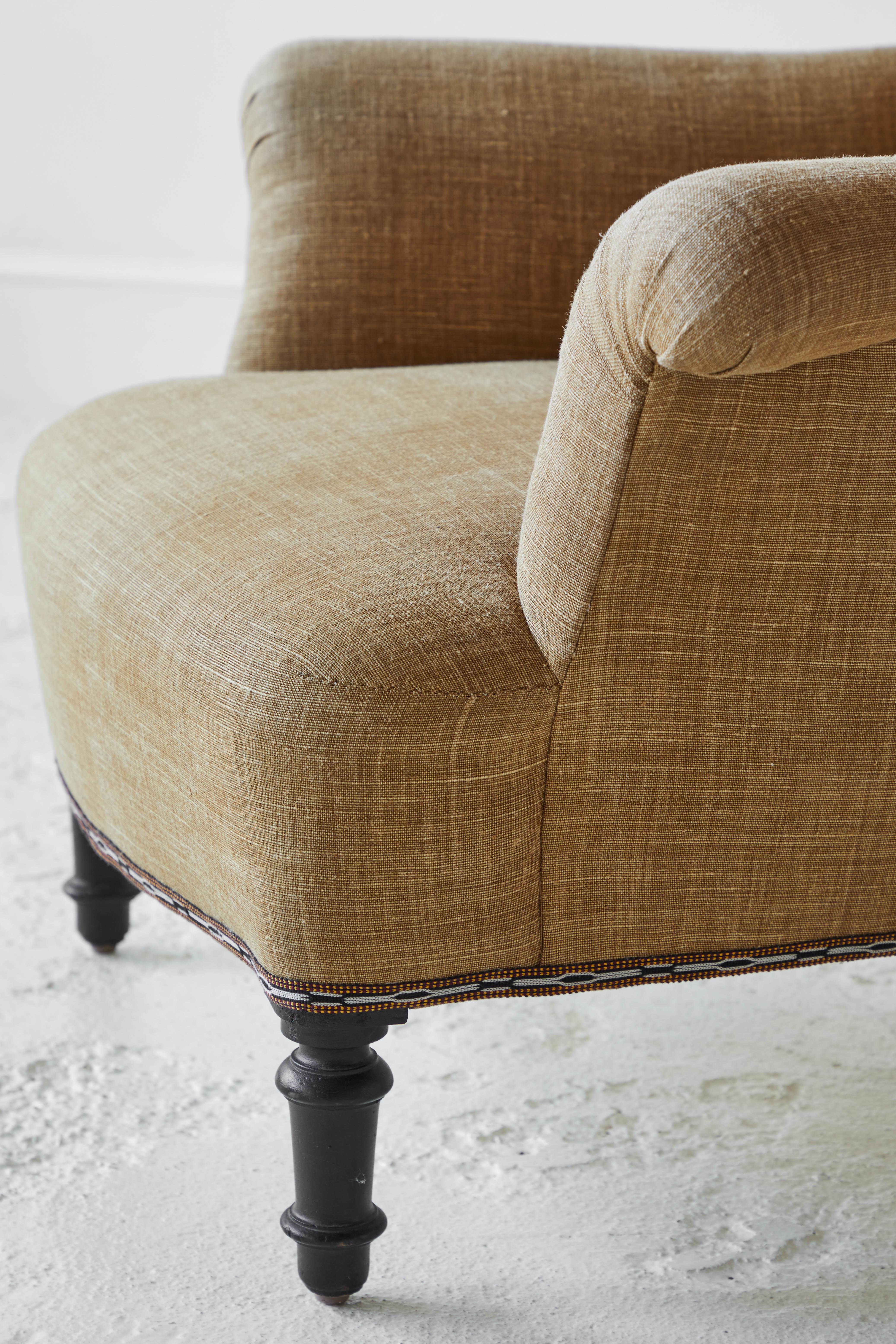 French Club Chair upholstered in Linen  3