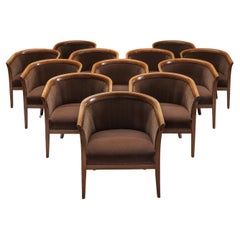 French Club Chairs in Brown Fabric