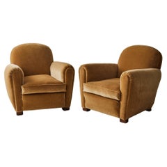 Französische Clubsessel aus Mohair, 1940er Jahre, ein Paar.