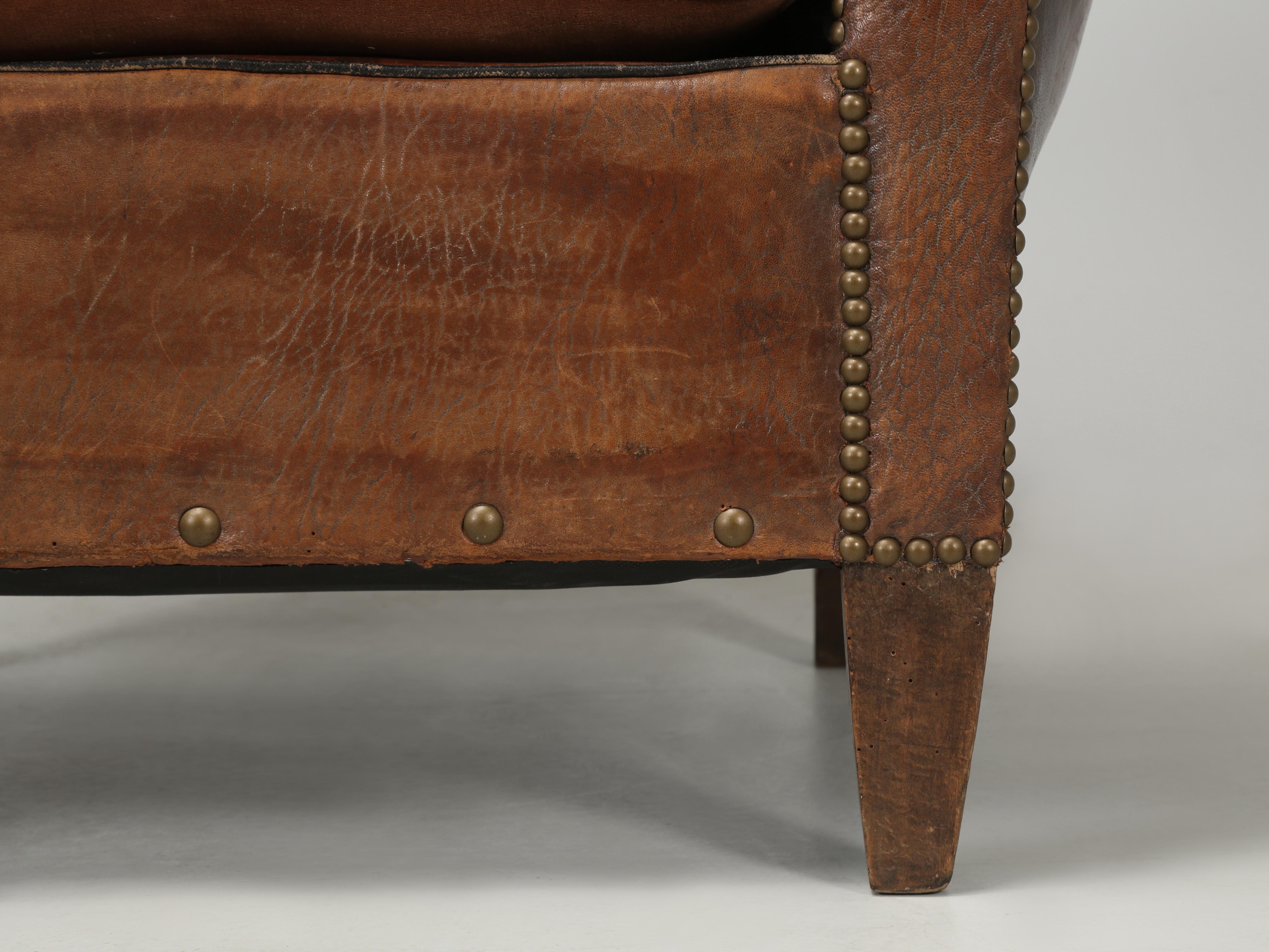 French Club Chairs in Original Leather and Restored Internally with Horsehair 9
