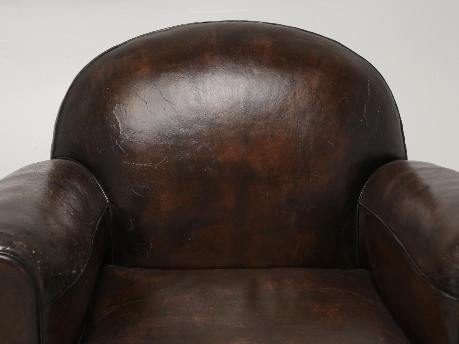 Early 20th Century French Club Chairs in Their Original Leather, Properly Restored Internally 