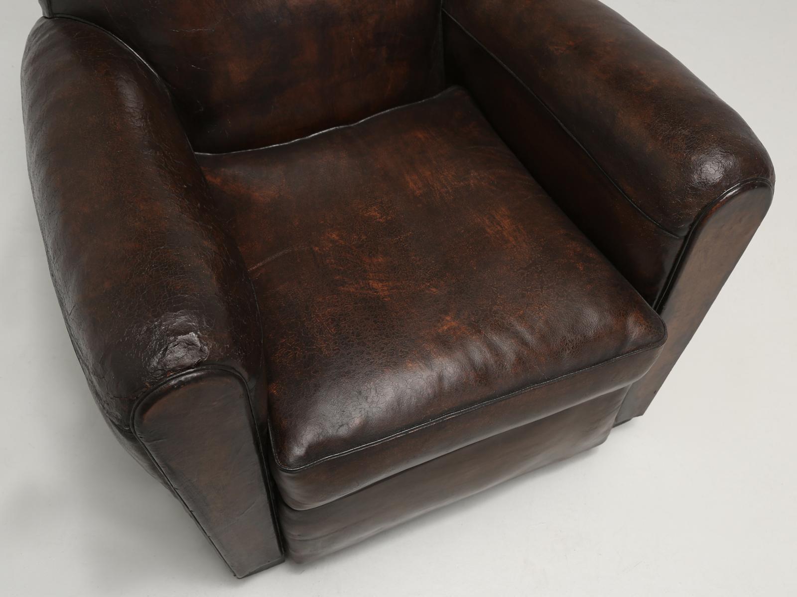 French Club Chairs in Their Original Leather, Properly Restored Internally  1