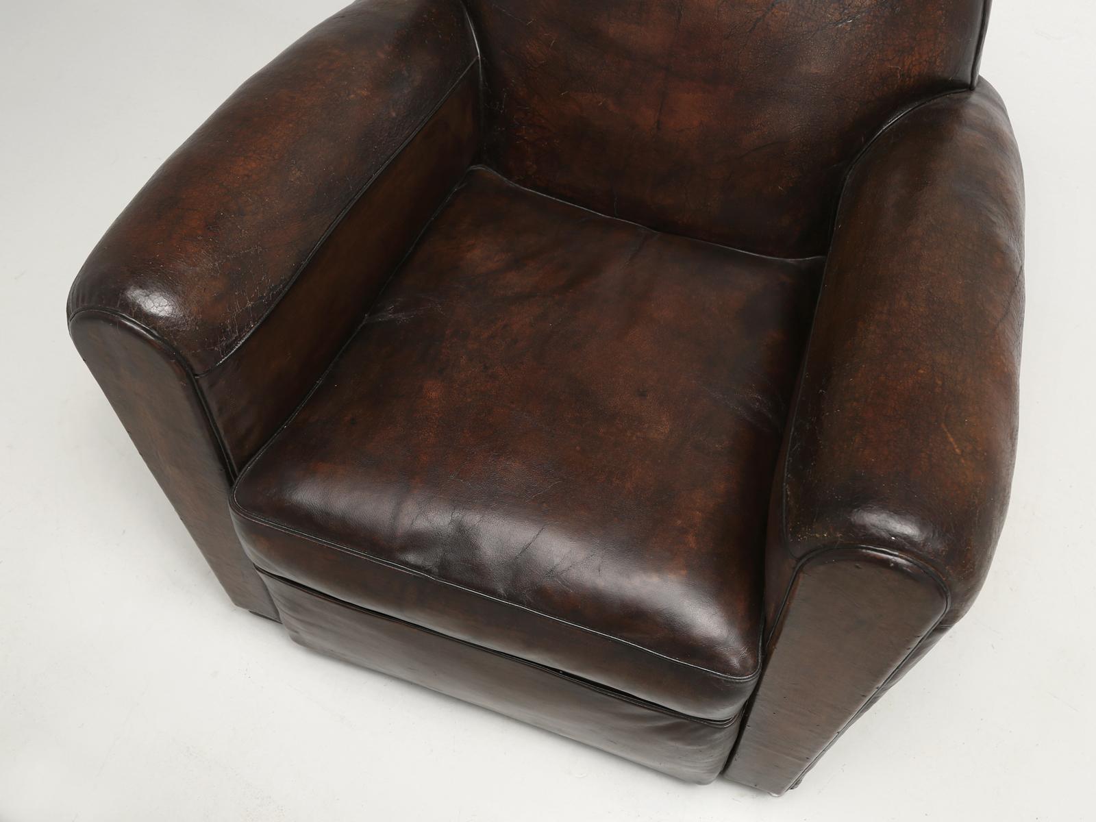French Club Chairs in Their Original Leather, Properly Restored Internally  2