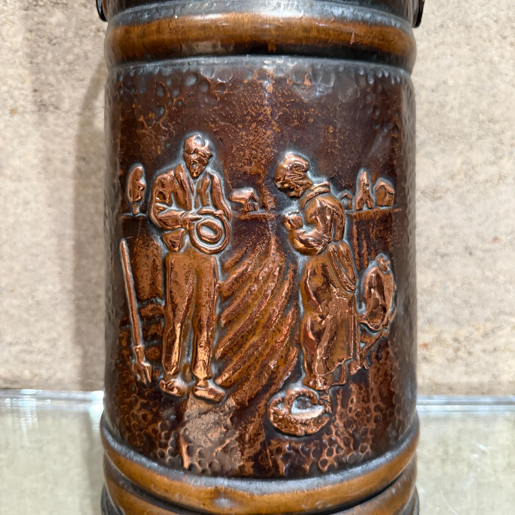 Französischer Kohlenschacht - Schirmständer Kupfer & Messing Antique von IGRO im Zustand „Gut“ im Angebot in Chula Vista, CA