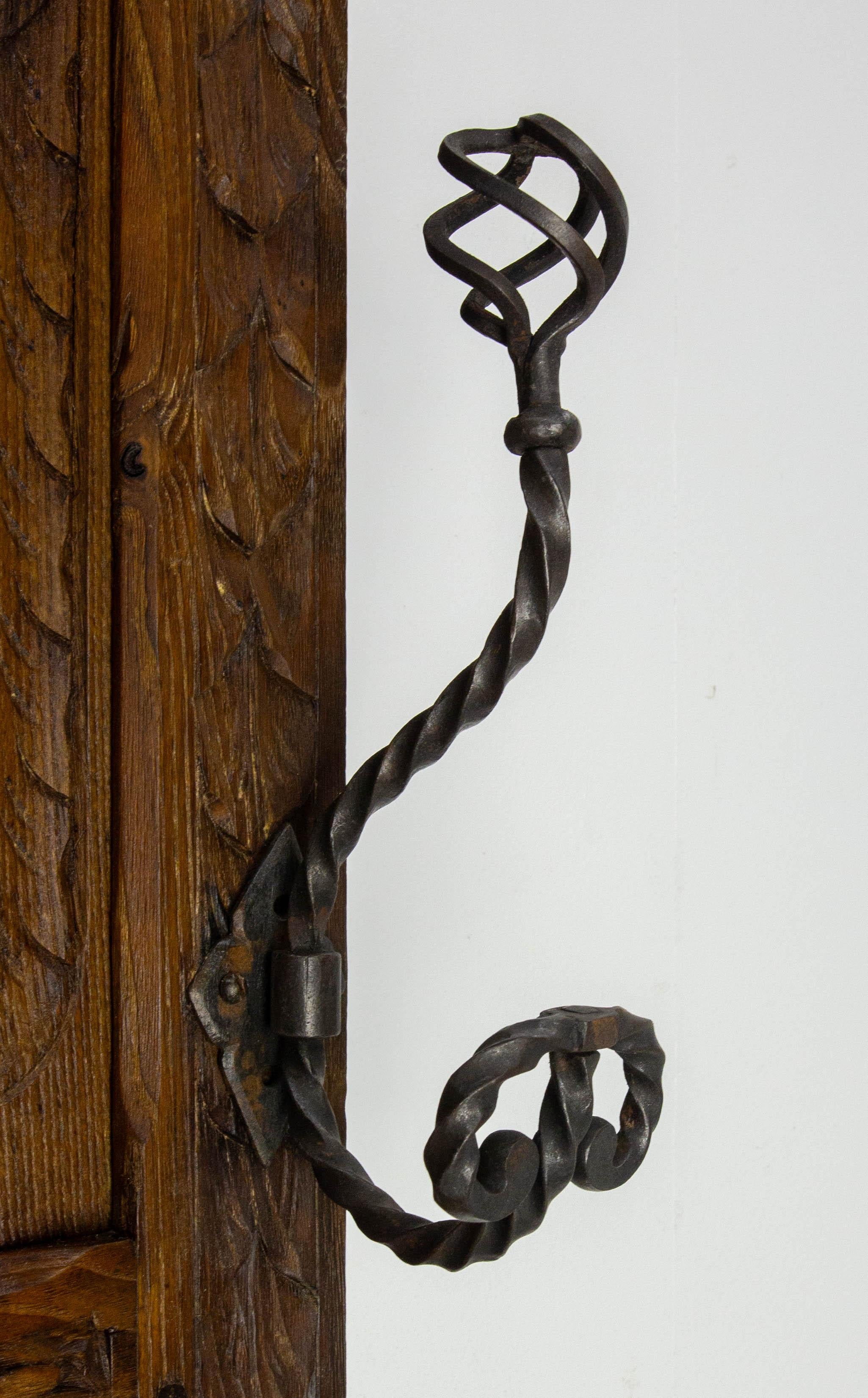 French Coat Hat Rack Chestnut Mirror Wrough Iron & Zinc Stand Gothic St 19th C. In Good Condition For Sale In Labrit, Landes