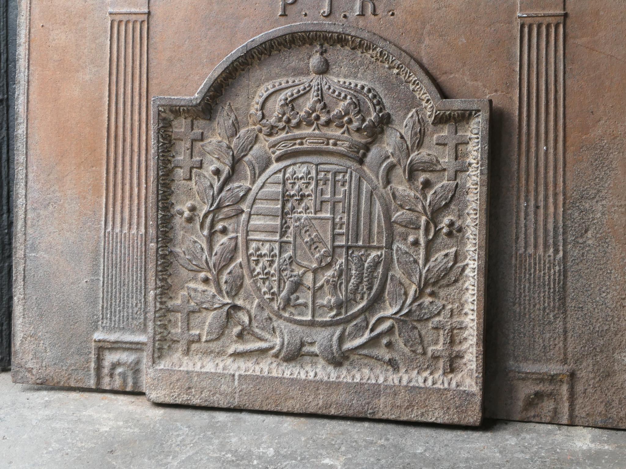 Cast French 'Coat of Arms of Lorraine' Fireback / Backsplash, 18th-19th Century For Sale