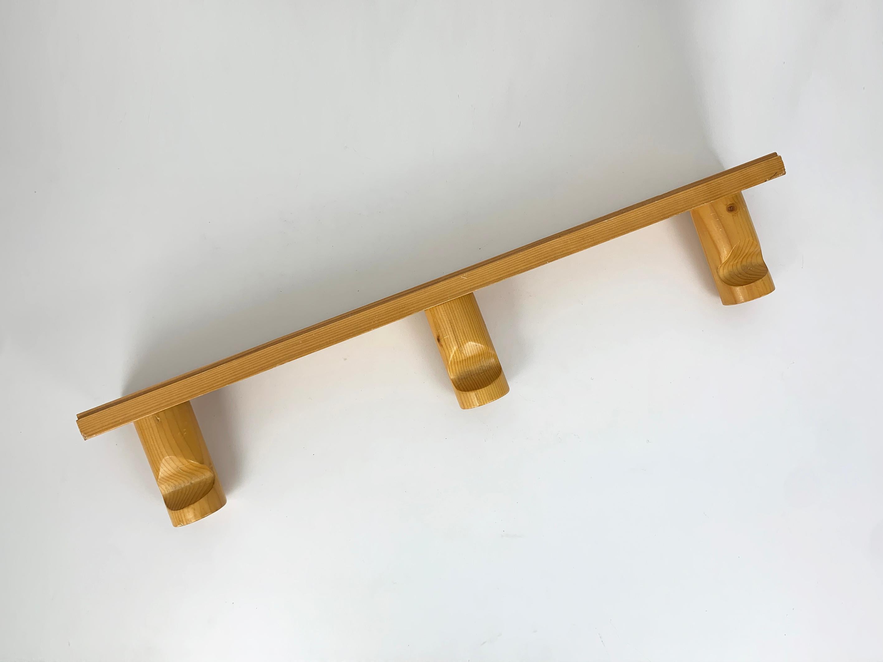 Mid-Century Modern French Coat Rack by Charlotte Perriand for Les Arcs, Pinewood, 1960s
