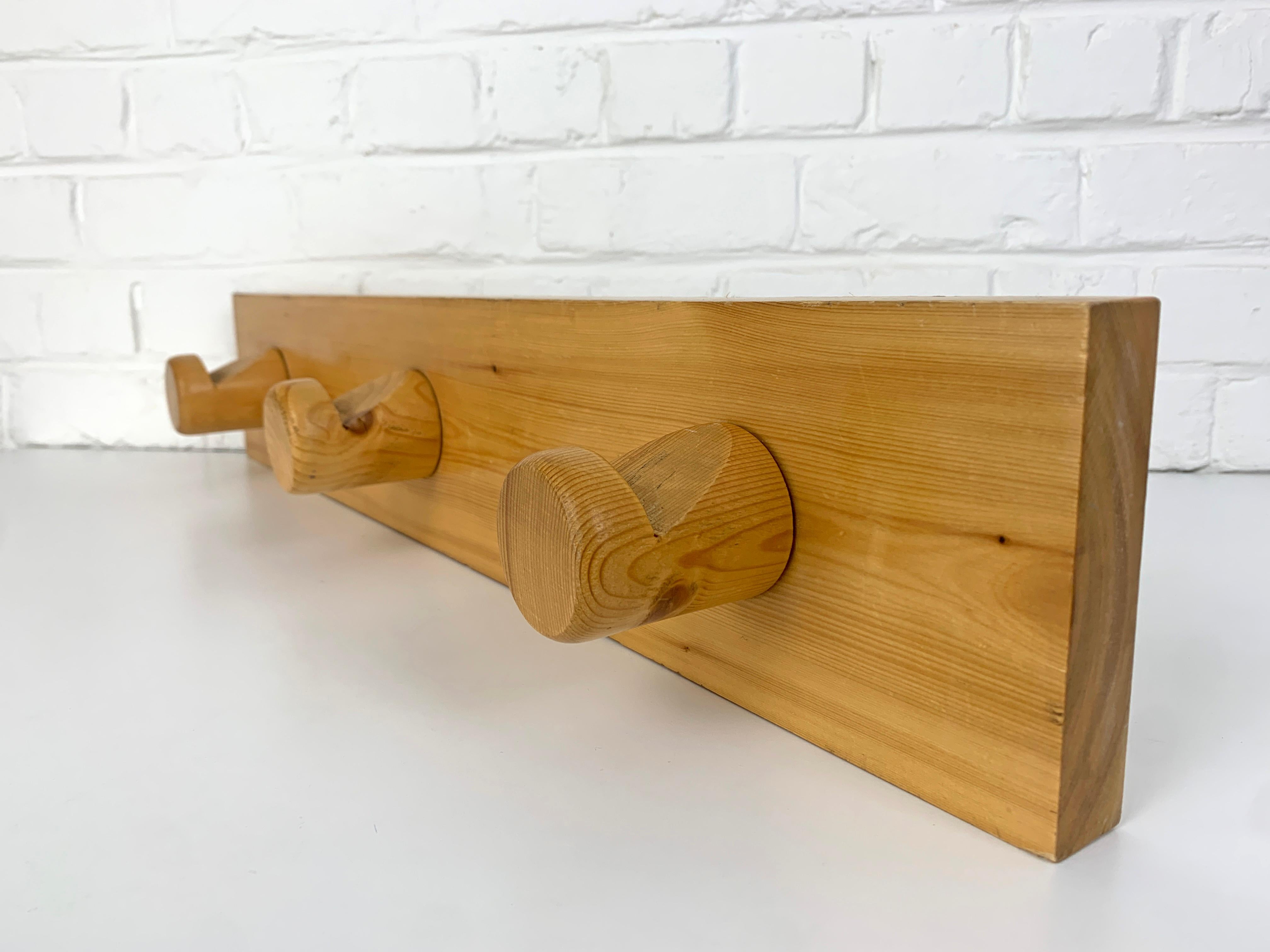 20th Century French Coat Rack by Charlotte Perriand for Les Arcs, Pinewood, 1960s - 3 avail. For Sale