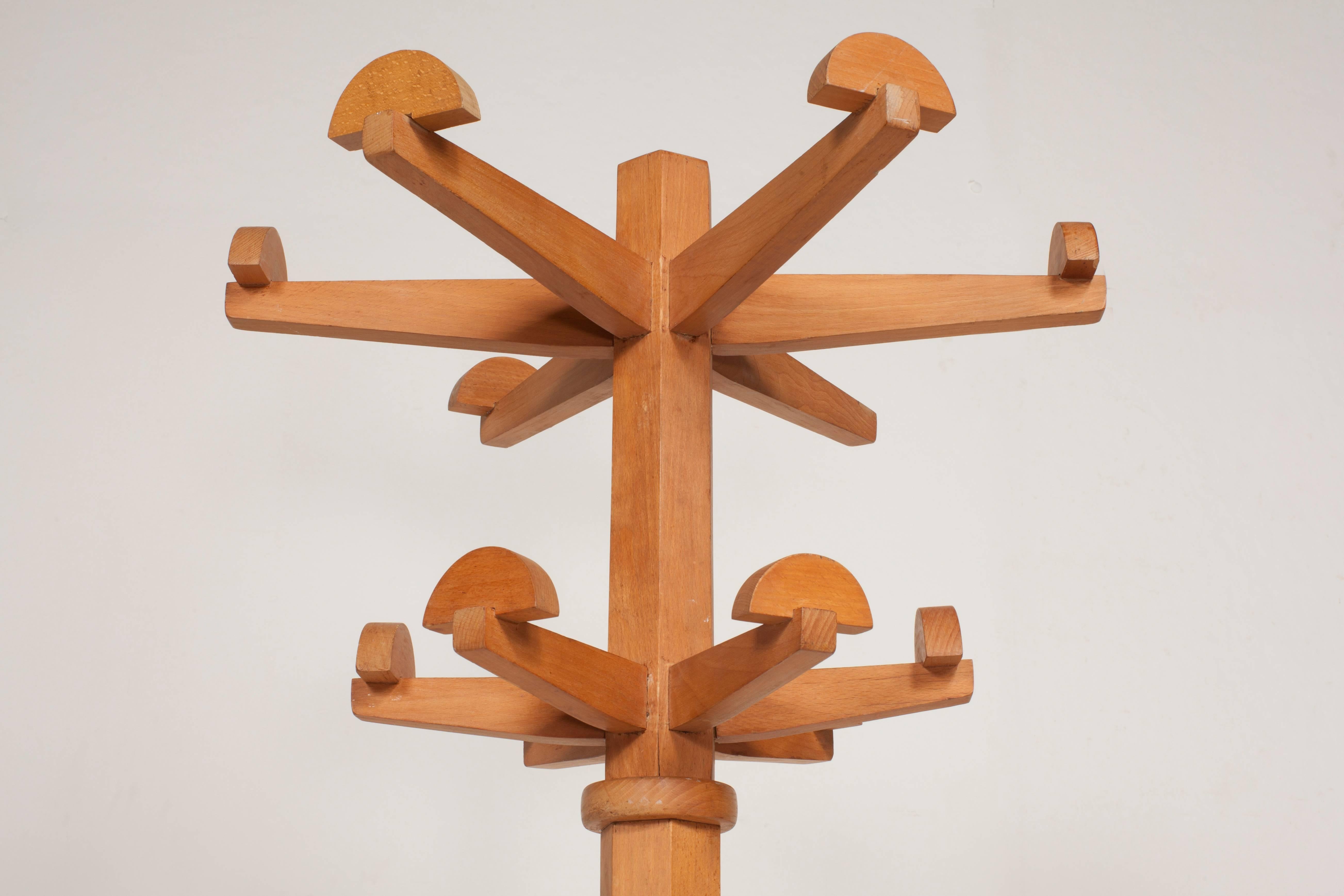 French Coat Rack with Cubist Geometric Details In Excellent Condition In Los Angeles, CA