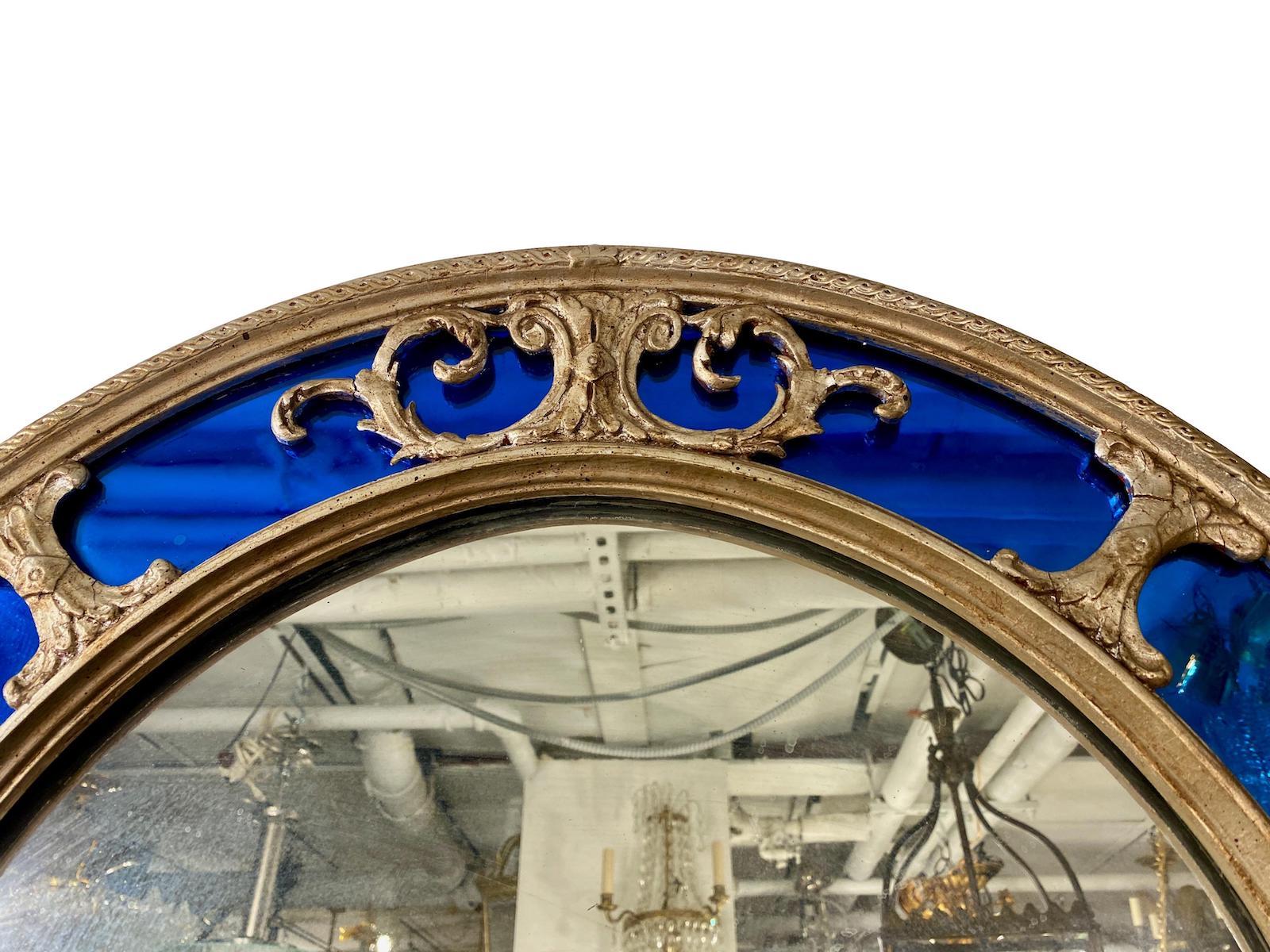 Mid-20th Century French Cobalt Blue Framed Mirror