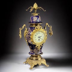 French Cobalt Blue Porcelain Vase Clock with Gilt Bronze Mounts - 21.3 in